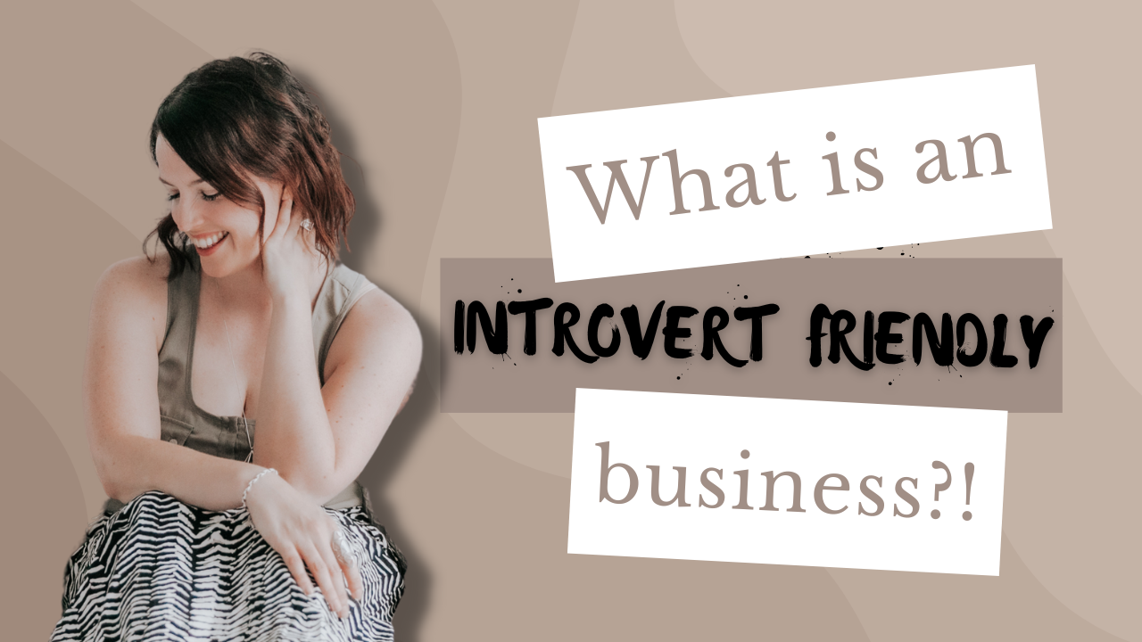 Photo of Katherine Mackenzie-Smith on brown gradient background with the text 'What is an introvert-friendly business"