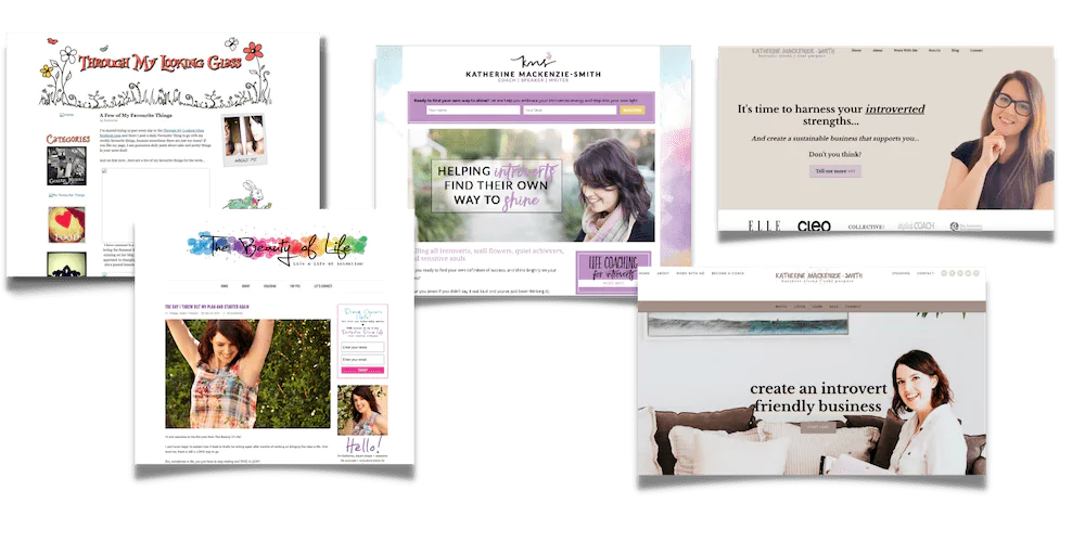Image of different versions of my websites over the years
