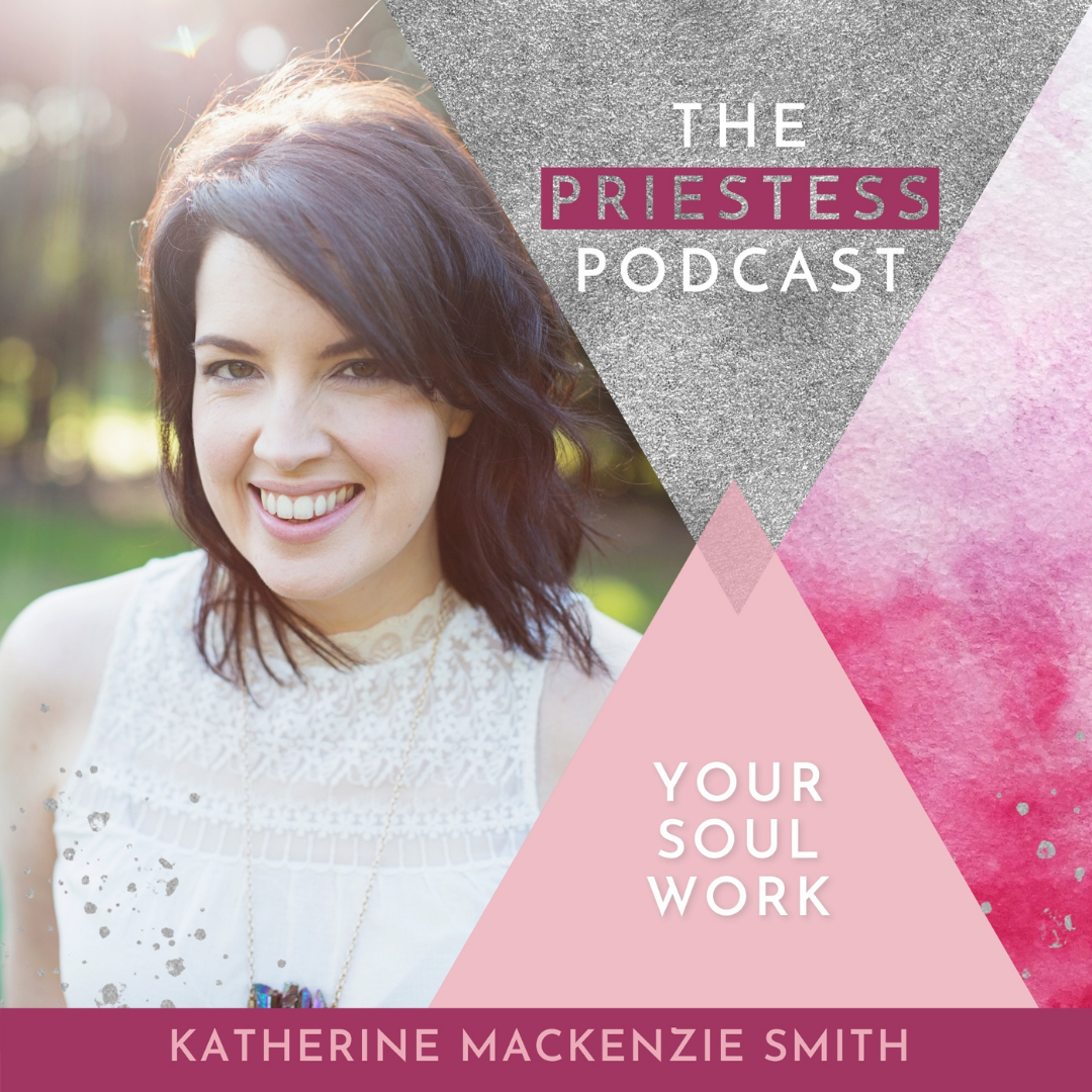 podcast graphic with photo of katherine mackenzie-smith on light pink background. Text reads 'New episode' on top followed by the title "Building and introvert-friendly and sustainable business with Katherine Mackenzie-Smith"